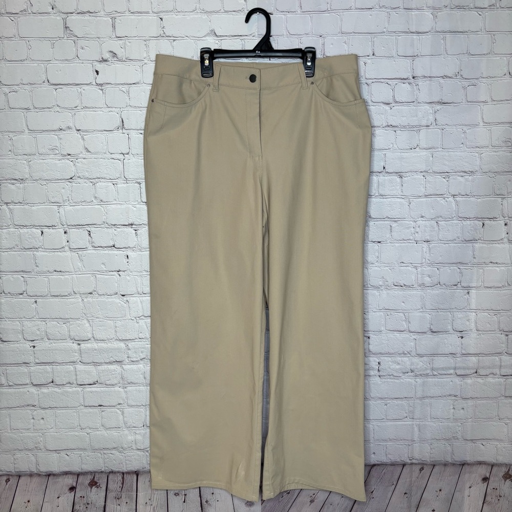 Lululemon City Sleek 5 Pocket Wide-Leg High Rise 7/8 Length Khaki Pant Size 12